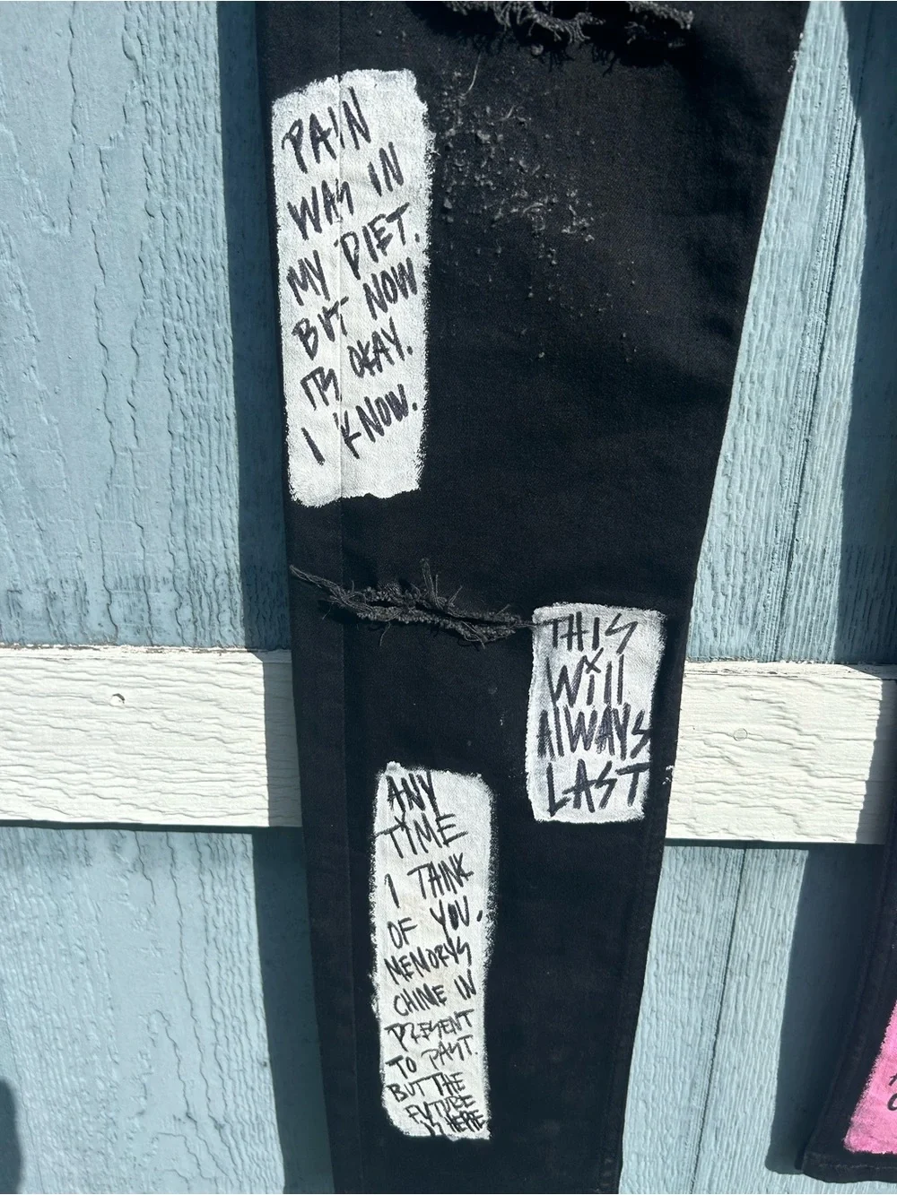 Hand-Painted Black Skinny Jeans with Blue & Pink Graffiti on Levi 510 jeans New